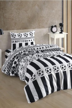 Fun Bedding Set 3 Pcs, Duvet Cover 160x200, Sheet 160x240, Pillowcase, Single Size, Self Patterned, Queen Bed Daily use - Thumbnail