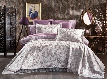 Dowry World - طقم مفارش سرير عرائسي 9 قطع عنابي Garden Dowry World - طقم مفارش سرير عرائسي 9 قطع عنابي Garden