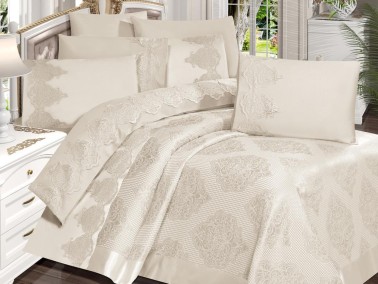 Garden Cotton Lacy Bedspread Set Cream - Thumbnail