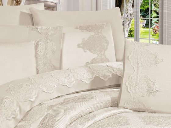 Garden Cotton Lacy Bedspread Set Cream