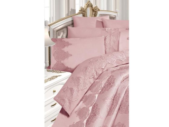 Garden Cotton Lacy Bedspread Set Powder