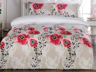 Çeyiz Diyarı - Poppy Double Sleeping Set Red Beige