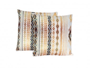 Geometric Velvet 2-Piece Cushion's Cover - Gold - Thumbnail