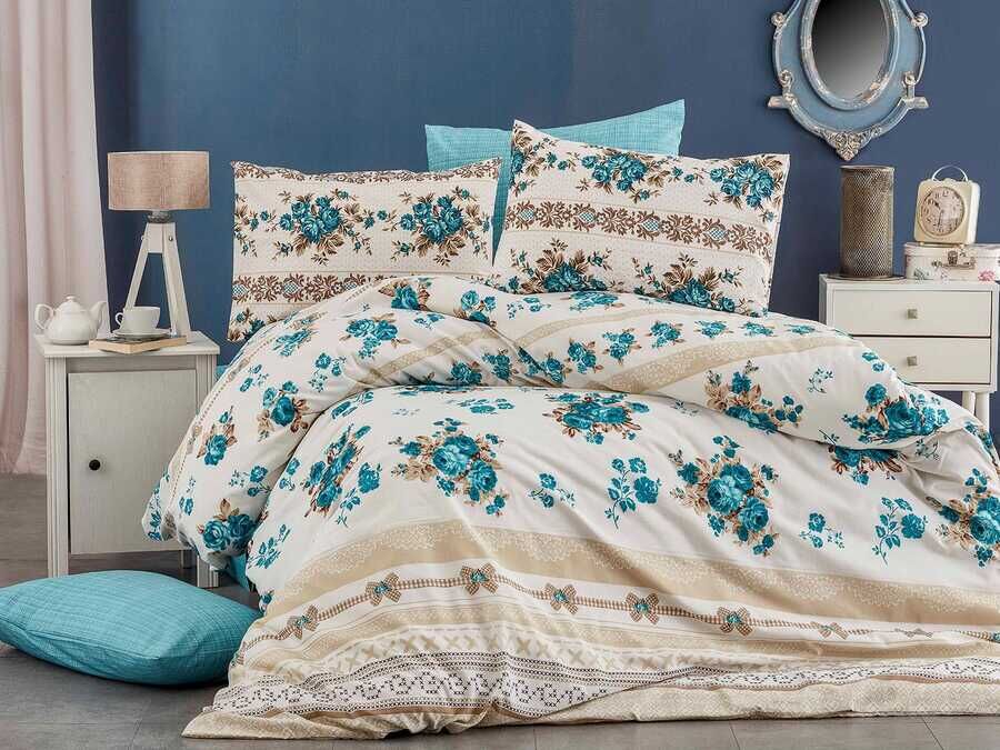  Gizem Deluxe Double Duvet Cover Set Turkuaz