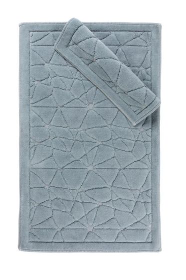 Glass Bath Mat Set 2 pcs, 60 x 100, 50 x 60, %100 Cotton Fabric Gray