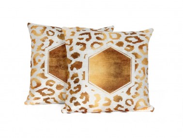 Gold Velvet Cushion's Cover 2 PCS - Cream - Thumbnail