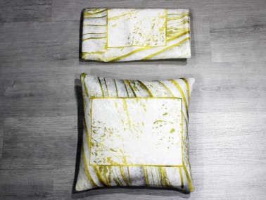 Gold Frame 2 Pcs Velvet Pillow Cover Cream - Thumbnail