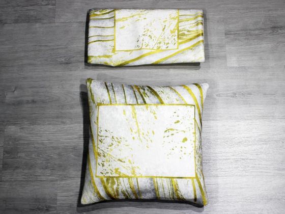 Gold Frame 2 Pcs Velvet Pillow Cover Cream