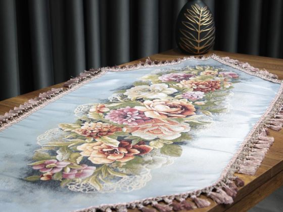 Golden Rose Love Luxury Tasseled Runner Gray