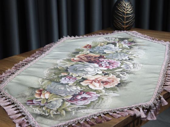 Golden Rose Love Luxury Tasseled Runner Mint