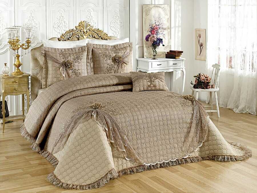 Goncagül Double Bedspread Cappucino