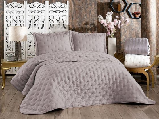 Grace Double Embroidered Bedspread Gray