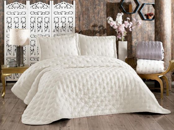 Grace Double Embroidered Bedspread Cream