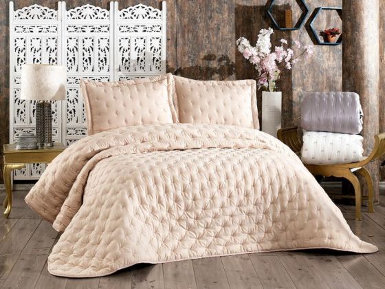Grace Double Embroidered Bedspread Champagne