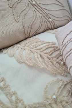 Great Wedding Set 10pcs, Coverlet 265x265, Blanket 220x240, Duvet Cover Set 200x220, Full Bed, Double Size, Cappucino - Thumbnail