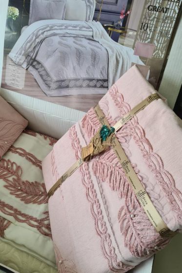 Great Wedding Set 10pcs, Coverlet 265x265, Blanket 220x240, Duvet Cover Set 200x220, Full Bed, Double Size, Pink