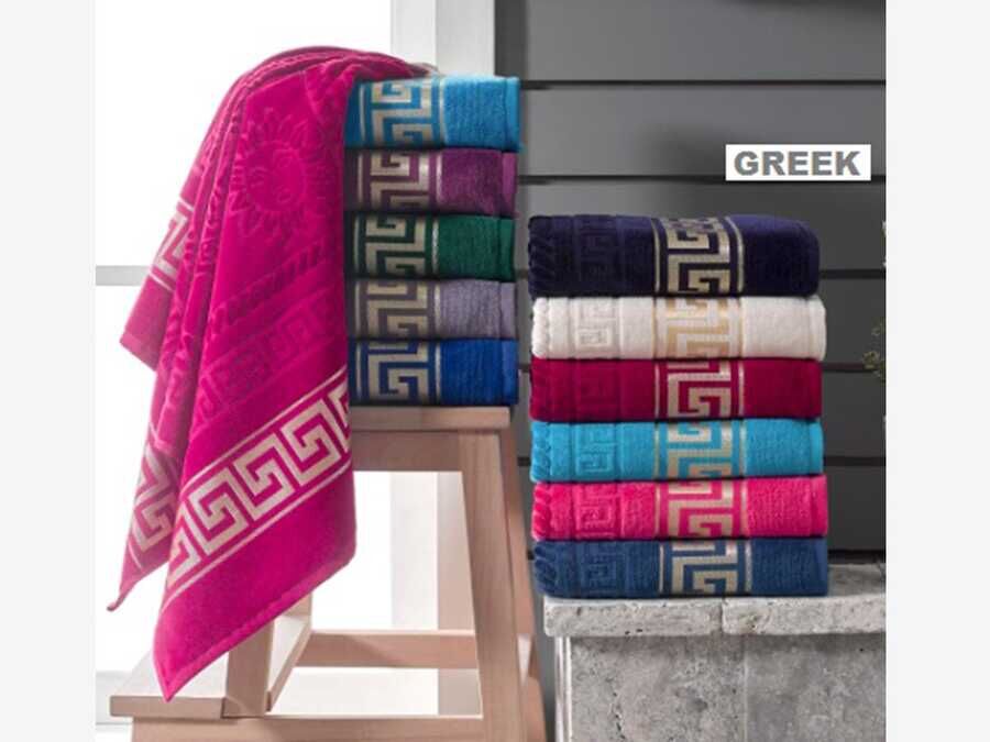Greek Velvet Cotton Bath Towels Set of 2 