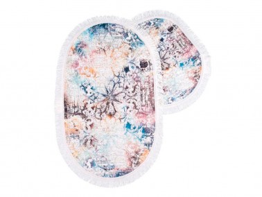 Çeyiz Diyarı - Greta Oval Bath Mat Set 2 Pcs Cream Çeyiz Diyarı - Greta Oval Bath Mat Set 2 Pcs Cream