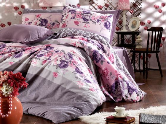 Rose Single Duvet Cover Set Lilac