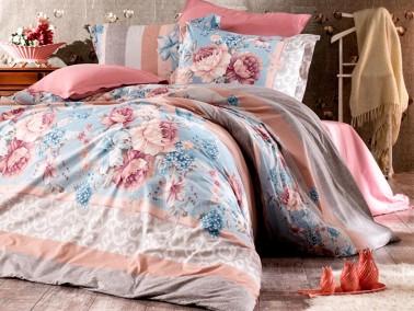 Çeyiz Diyarı - Rose Single Duvet Cover Set Powder Çeyiz Diyarı - Rose Single Duvet Cover Set Powder