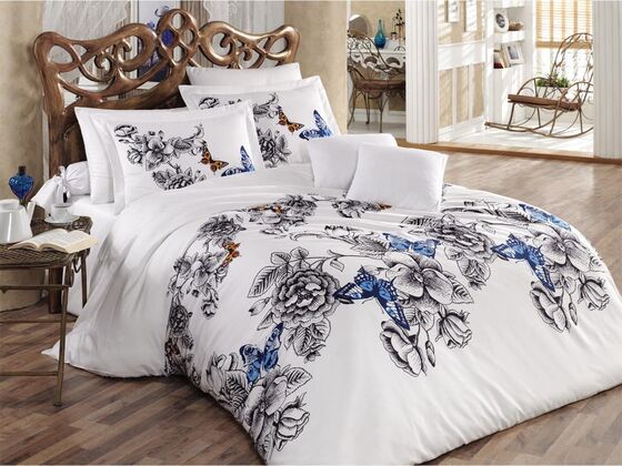 Gülfem 100% Cotton Single Duvet Cover Set White