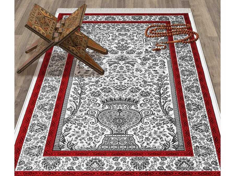 Gülsüm Velvet Prayer's Rug - Dark Gray