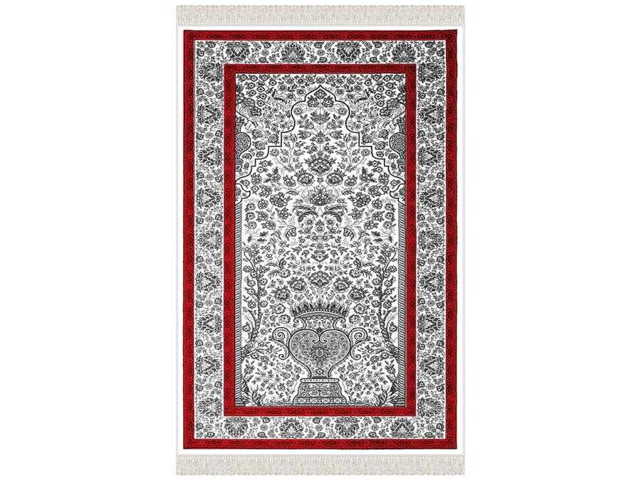 Gülsüm Velvet Prayer's Rug - Dark Gray - Thumbnail