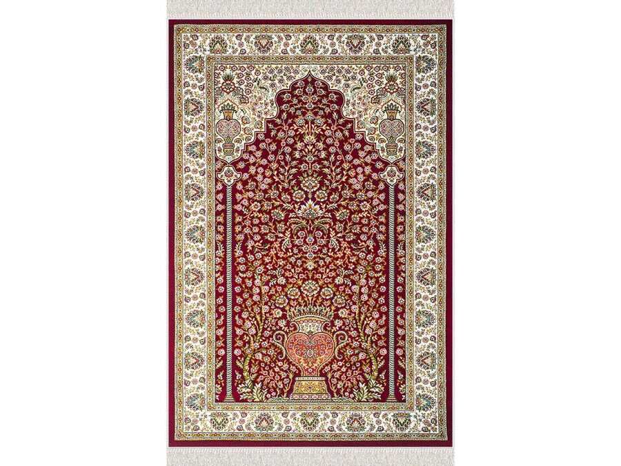 Gülsüm Velvet Prayer Rug - Claret Red