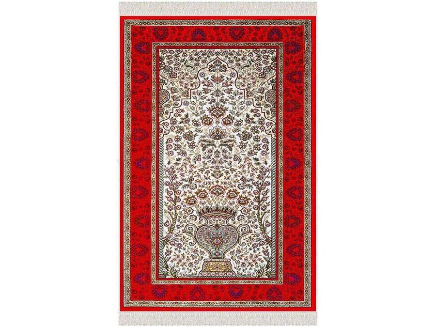 Gülsüm Velvet Prayer Rug Red