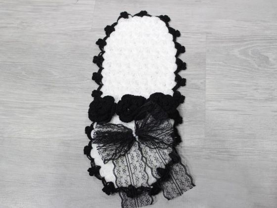 Handcrafted Black and White Bride Groom Set of 6 Washcloths