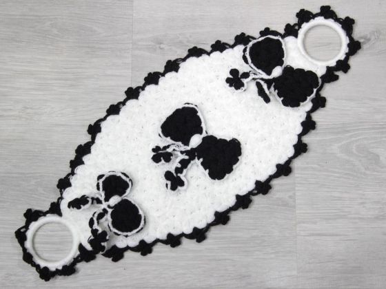 Handcrafted Black and White Bride Groom Set of 6 Washcloths