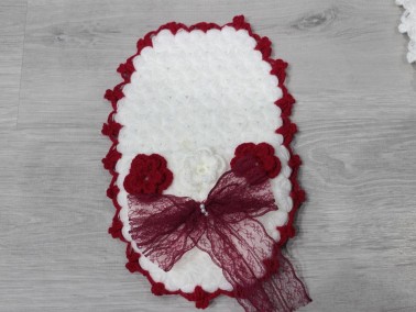 Handmade Claret Red White Bride Groom Set of 6 Body/Bath Sponges & Loofahscloths - Thumbnail