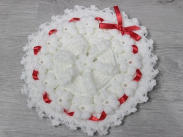 Handmade Claret Red White Bride Groom Set of 6 Body/Bath Sponges & Loofahscloths - Thumbnail