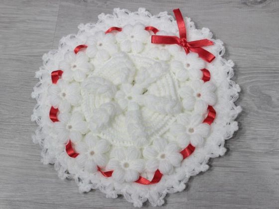 Handmade Claret Red White Bride Groom Set of 6 Body/Bath Sponges & Loofahscloths