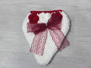 Handmade Claret Red White Bride Groom Set of 6 Body/Bath Sponges & Loofahscloths - Thumbnail