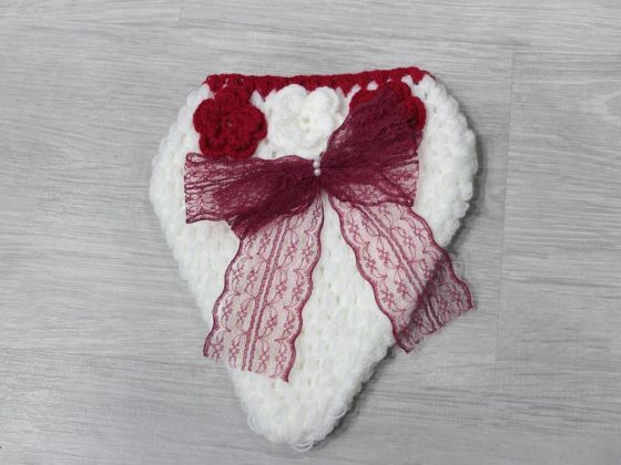 Handmade Claret Red White Bride Groom Set of 6 Body/Bath Sponges & Loofahscloths