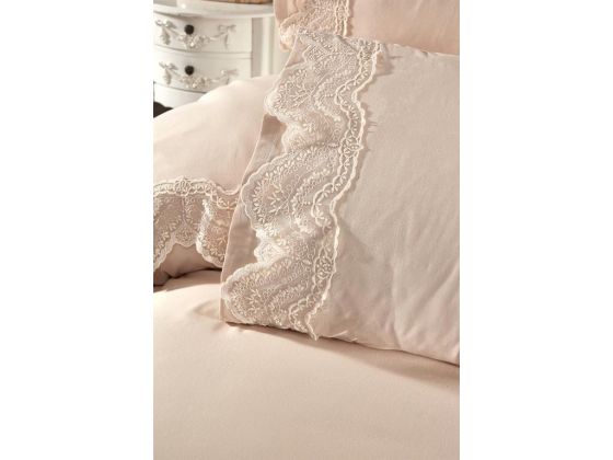 Hanzade Bedding Set 6 Pcs, Duvet Cover, Bed Sheet, Pillowcase, Double Size, Self Patterned, Wedding, Daily use Cappucino