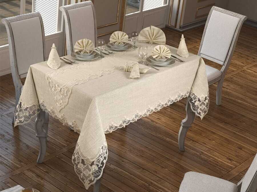Dowry World - Hanzade Tablecloth 26 Piece Cream Dowry World - Hanzade Tablecloth 26 Piece Cream