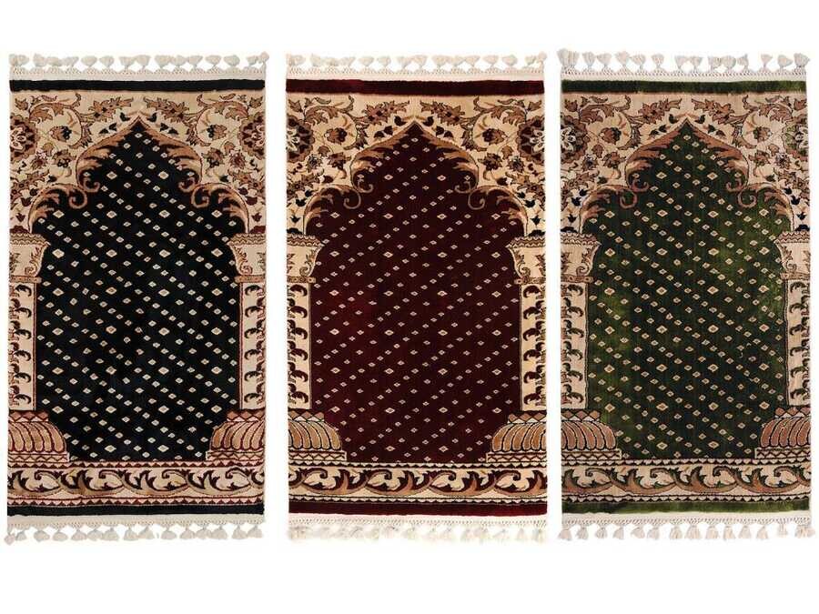 Haseki Luxury Tasseled Carpet Prayer Rug - Thumbnail