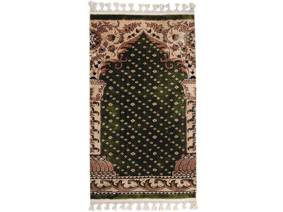 Haseki Luxury Tasseled Carpet Prayer Rug - Thumbnail