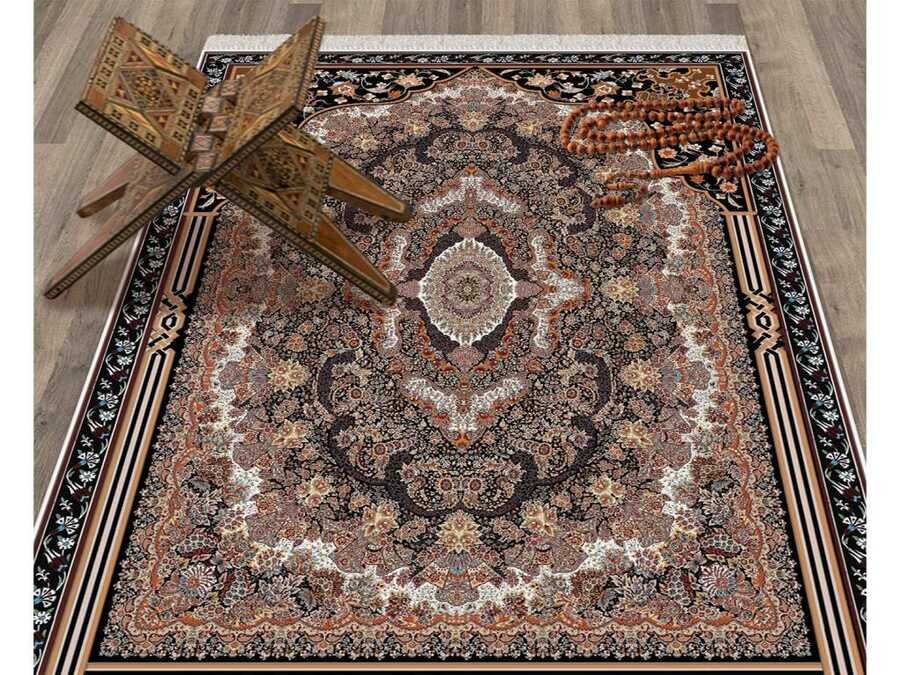 Hendek Velvet Prayer Rug Black