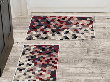 Hexagon 2 Pcs Bath Mat Set - Thumbnail