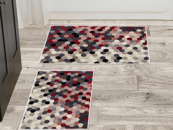 Hexagon 2 Pcs Bath Mat Set