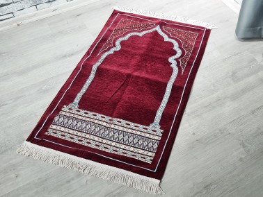 Hira Fringed Chenille Woven Prayer Rug - Thumbnail