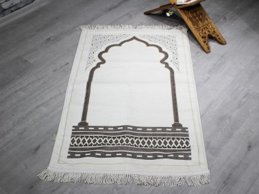 Hira Fringed Chenille Woven Prayer Rug - Thumbnail