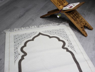 Hira Fringed Chenille Woven Prayer Rug - Thumbnail