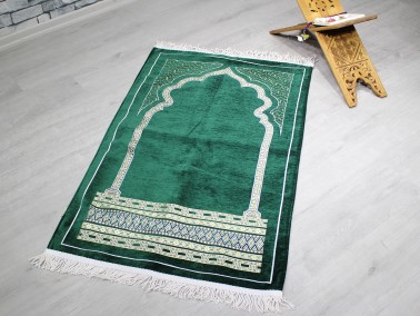 Hira Fringed Chenille Woven Prayer Rug - Thumbnail