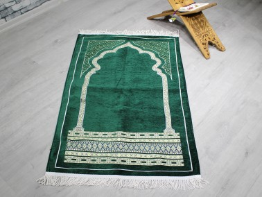 Hira Fringed Chenille Woven Prayer Rug - Thumbnail