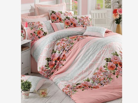 History 100% Cotton Double Duvet Cover Set Pink