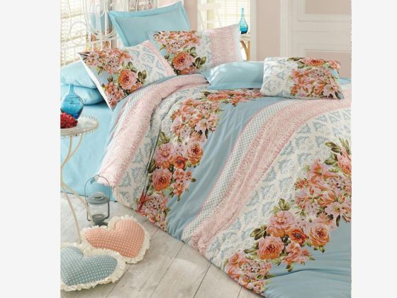 History 100% Cotton Double Duvet Cover Set Turquoise